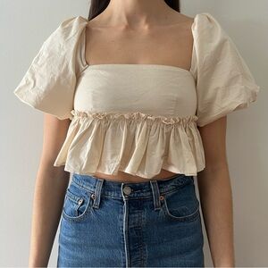 Cream Ruffle Crop Top